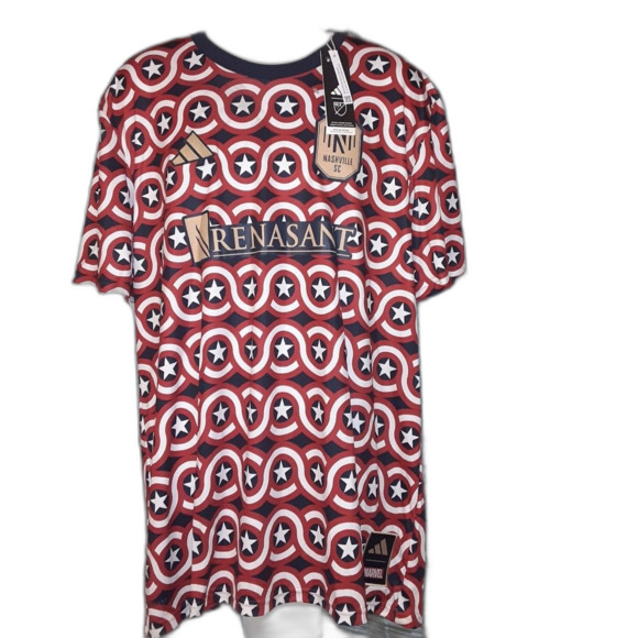 Adidas 2XL Nashville FC Slim Fit Pre-Match Adidas/Marvel Jersey  NWT - Picture 1 of 9